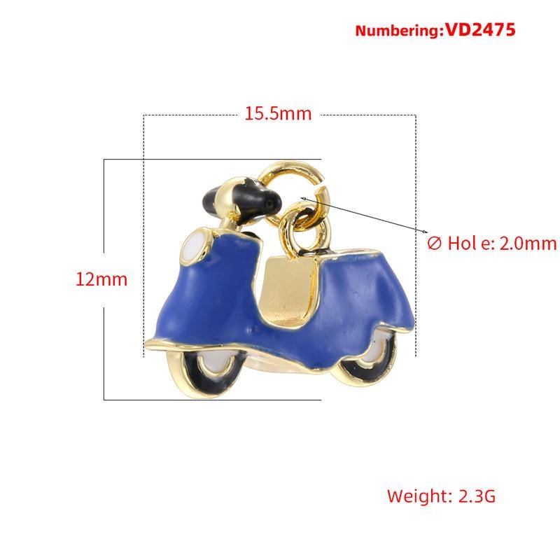 Creative Enamel Motorcycle Pendant ,Enamel Electric Scooter Pendant, Cute 3D Cartoon Motorcycle Charm Enamel DIY Necklace Gifts for Women