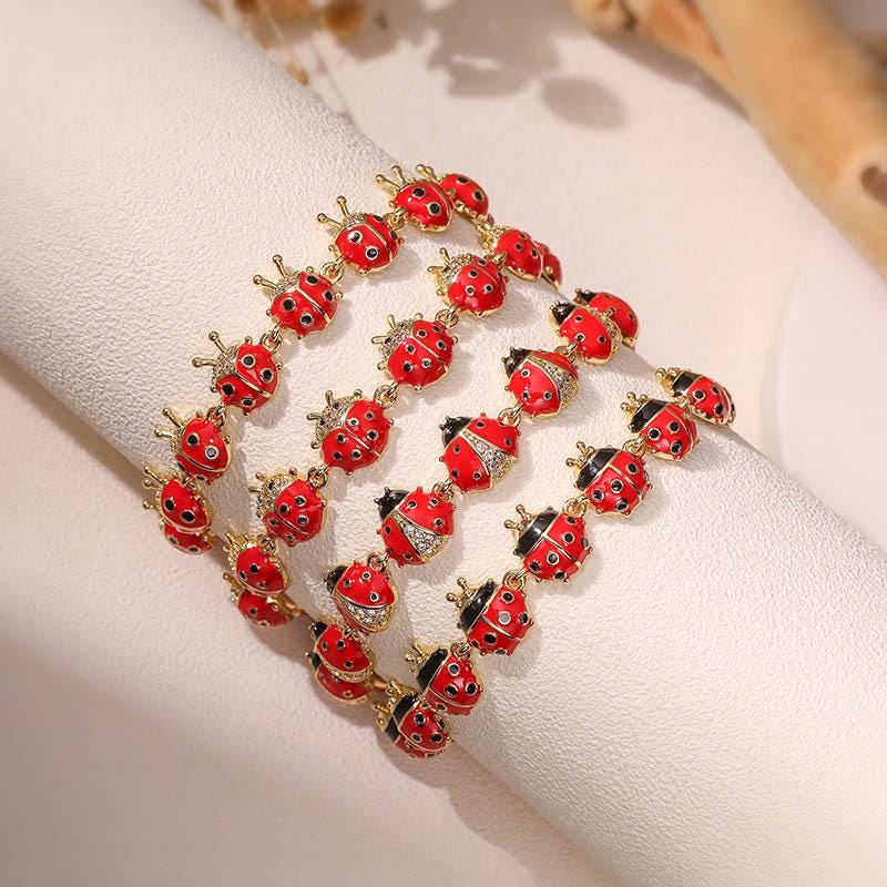 Enamel Ladybird Opening Bracelet Ladybug BangleCoccinella Septempunctata Opening  DIY Gifts for Women