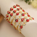 Enamel Ladybird Opening Bracelet Ladybug BangleCoccinella Septempunctata Opening  DIY Gifts for Women