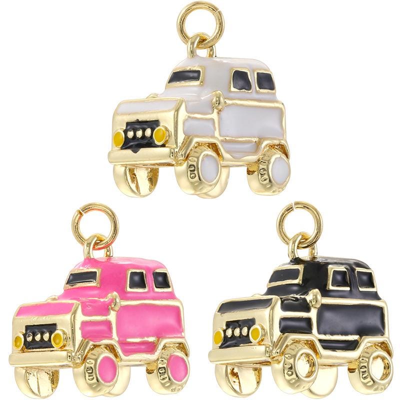 Creative Enamel Mini Car Pendant Cute Cartoon Jeep Charm Enamel Pendant DIY Necklace Gifts for Women