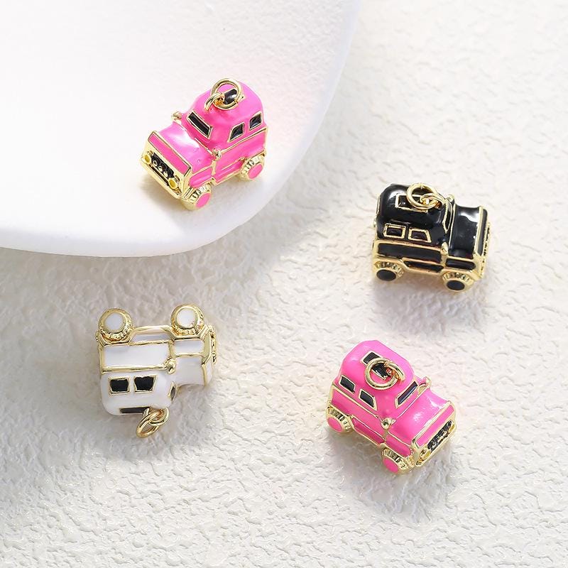 Creative Enamel Mini Car Pendant Cute Cartoon Jeep Charm Enamel Pendant DIY Necklace Gifts for Women