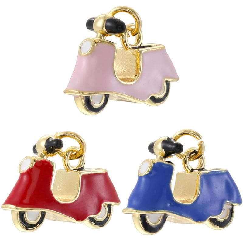 Creative Enamel Motorcycle Pendant ,Enamel Electric Scooter Pendant, Cute 3D Cartoon Motorcycle Charm Enamel DIY Necklace Gifts for Women